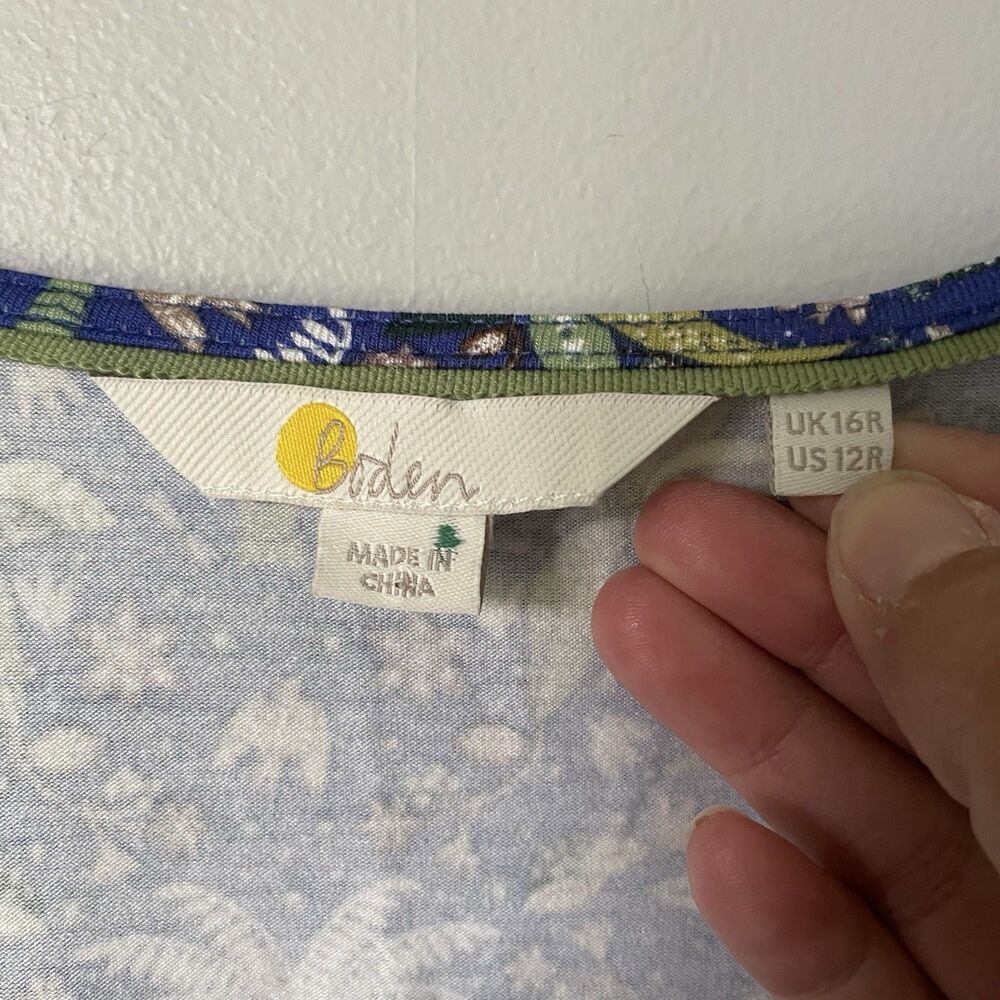 Boden Midi Sundress Tropical Palm Tree Print Purple Green Women's Size 12 Reg - Picture 9 of 12